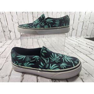 VANS Classic Slip-On Womens Black Green Palm Trees Size 5